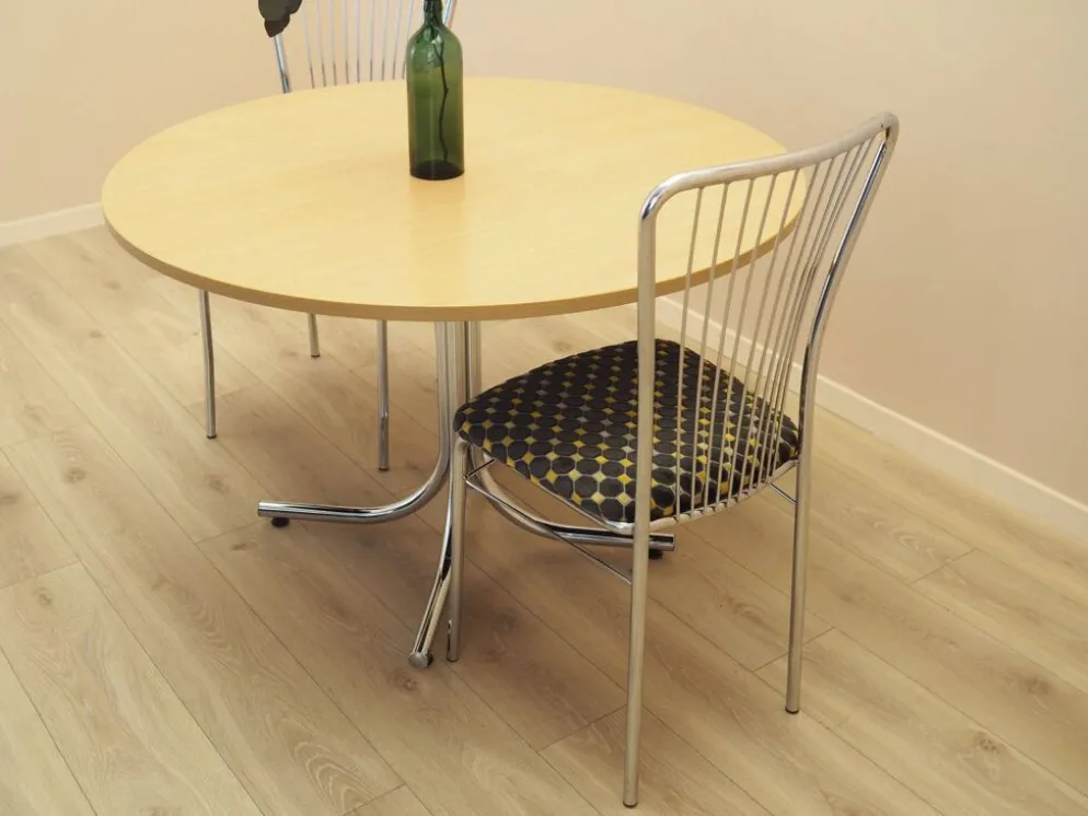 Table à manger ronde italienne sur base en métal, années 1980