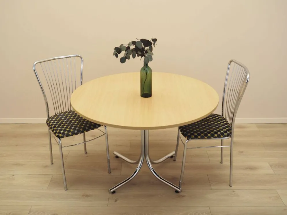 Table à manger ronde italienne sur base en métal, années 1980