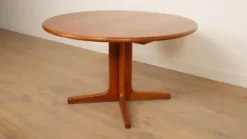 Table à manger ronde vintage | extensible | teck | 121-173 cm