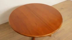 Table à manger ronde vintage | extensible | teck | 121-173 cm
