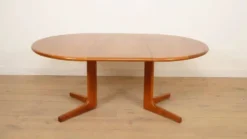 Table à manger ronde vintage | extensible | teck | 121-173 cm