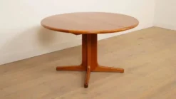 Table à manger ronde vintage | extensible | teck | 121-173 cm