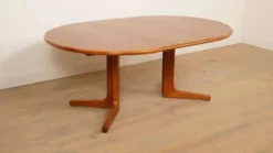 Table à manger ronde vintage | extensible | teck | 121-173 cm