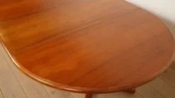 Table à manger ronde vintage | extensible | teck | 121-173 cm