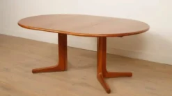 Table à manger ronde vintage | extensible | teck | 121-173 cm