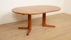 Table à manger ronde vintage | extensible | teck | 121-173 cm