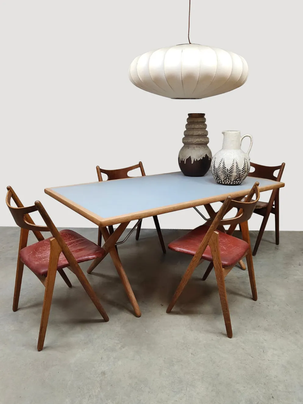 Table à manger sawhorse vintage Hans J. Wegner AT303 Andreas Tuck