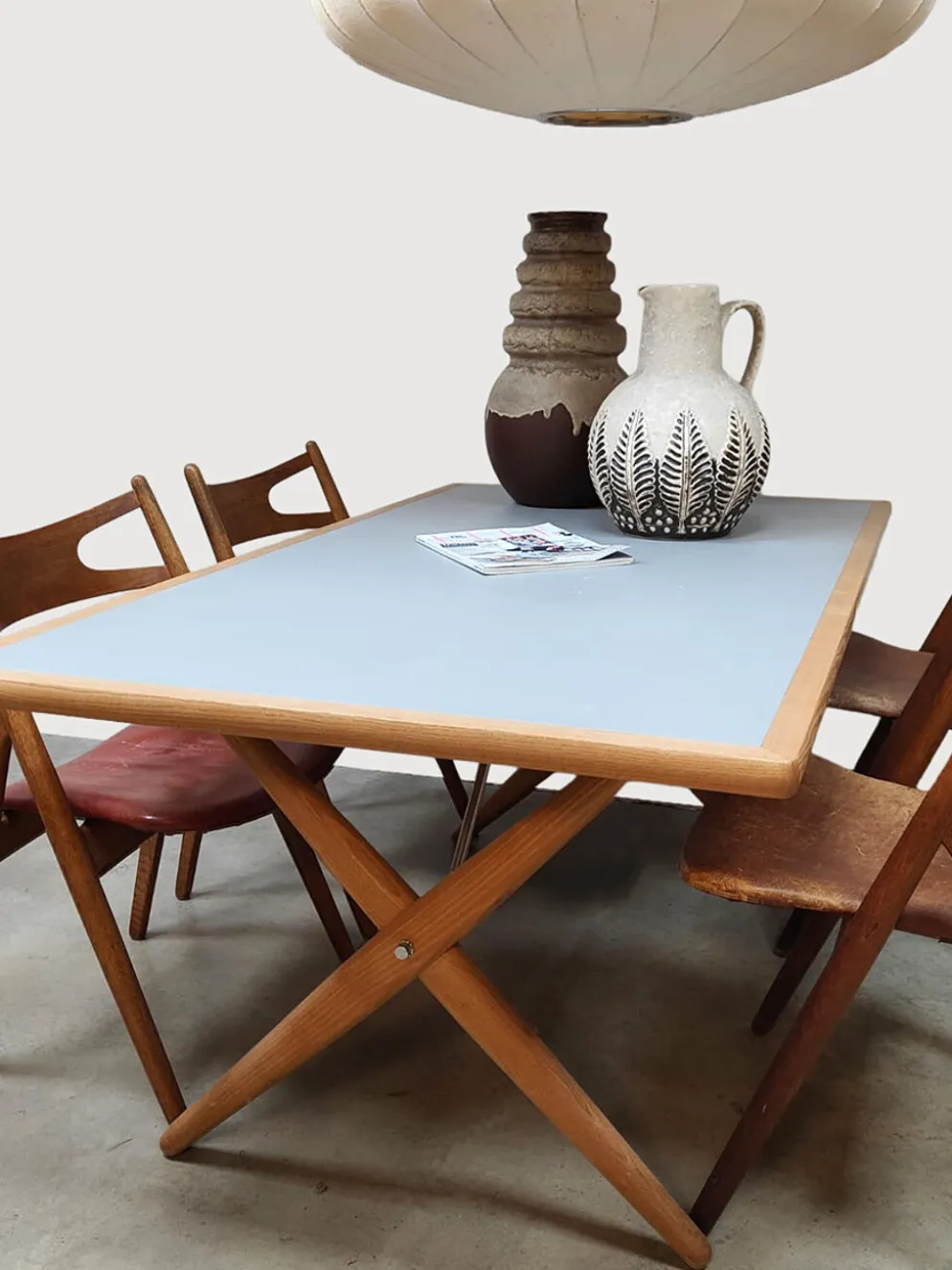 Table à manger sawhorse vintage Hans J. Wegner AT303 Andreas Tuck