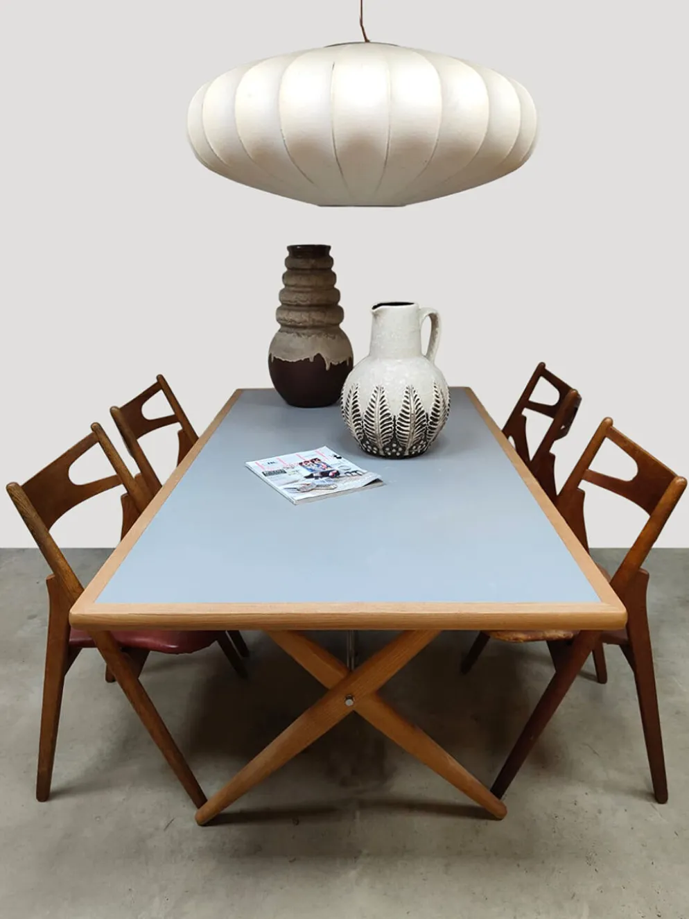 Table à manger sawhorse vintage Hans J. Wegner AT303 Andreas Tuck