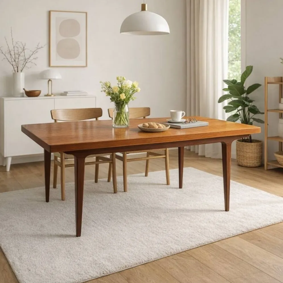 Table à manger scandinave extensible en Teck 1960