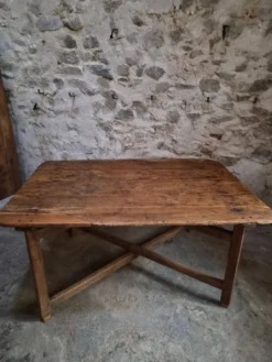Table à manger / table de vigneron française ancienne, primitive et pliante