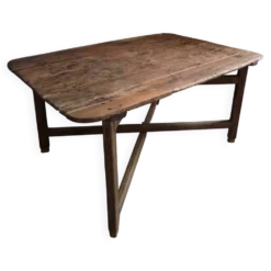 Table à manger / table de vigneron française ancienne, primitive et pliante