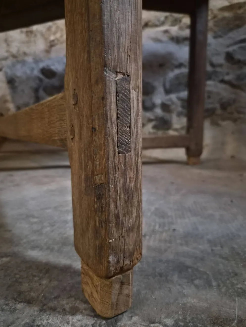 Table à manger / table de vigneron française ancienne, primitive et pliante
