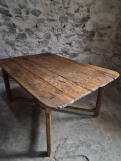 Table à manger / table de vigneron française ancienne, primitive et pliante