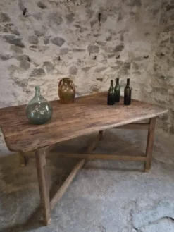 Table à manger / table de vigneron française ancienne, primitive et pliante