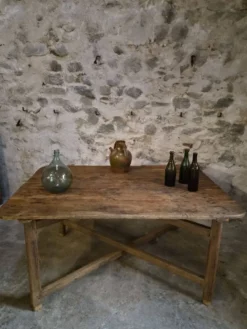 Table à manger / table de vigneron française ancienne, primitive et pliante