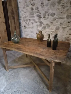 Table à manger / table de vigneron française ancienne, primitive et pliante
