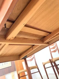 Table à manger teck rallonges intégrées — scandinave