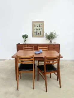 Table à manger teck rallonges intégrées — scandinave