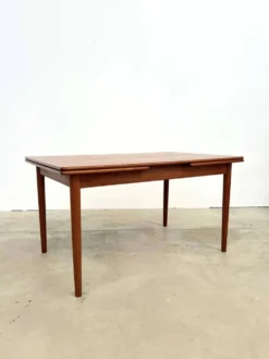 Table à manger teck rallonges intégrées — scandinave
