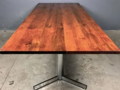 Table à manger vintage minimaliste en chrome et teck