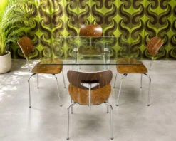 Table à manger vintage – Tout verre – Design années 80