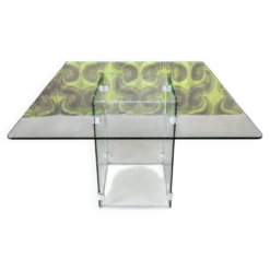 Table à manger vintage – Tout verre – Design années 80