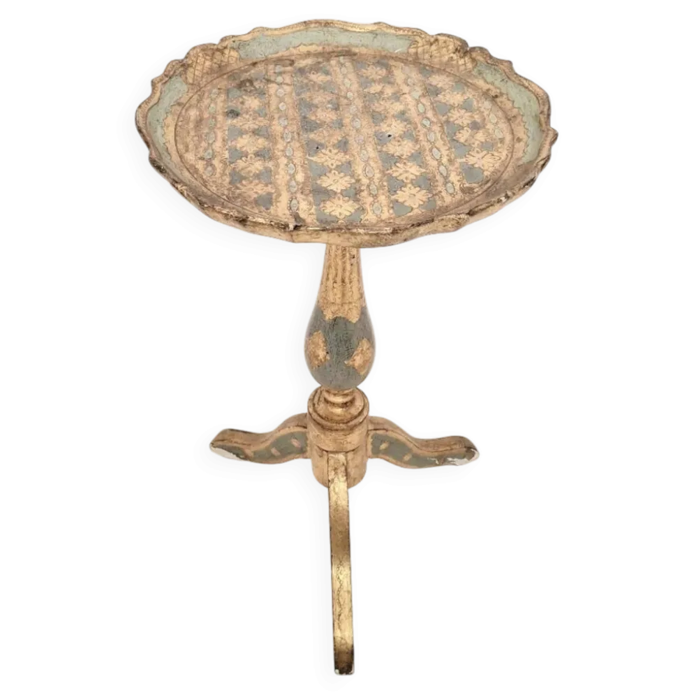 Table à martini trépied en bois doré florentin italien du milieu du siècle en sauge et
