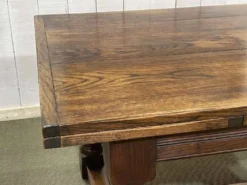 Table monastère anglaise avec allonges fin 19ème en orme et chêne