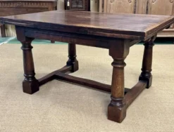 Table monastère anglaise avec allonges fin 19ème en orme et chêne