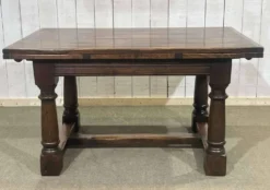 Table monastère anglaise avec allonges fin 19ème en orme et chêne