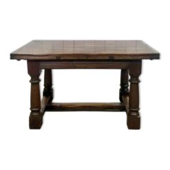 Table monastère anglaise avec allonges fin 19ème en orme et chêne