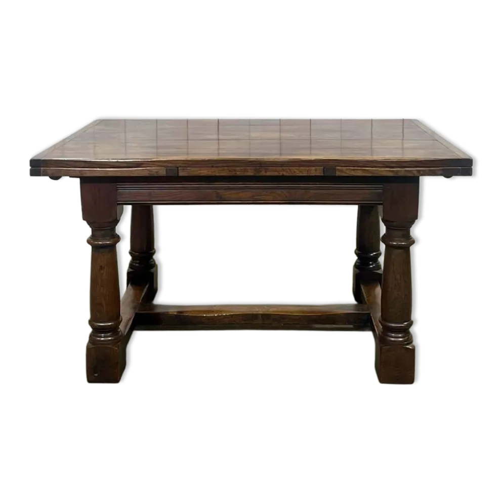 Table monastère anglaise avec allonges fin 19ème en orme et chêne