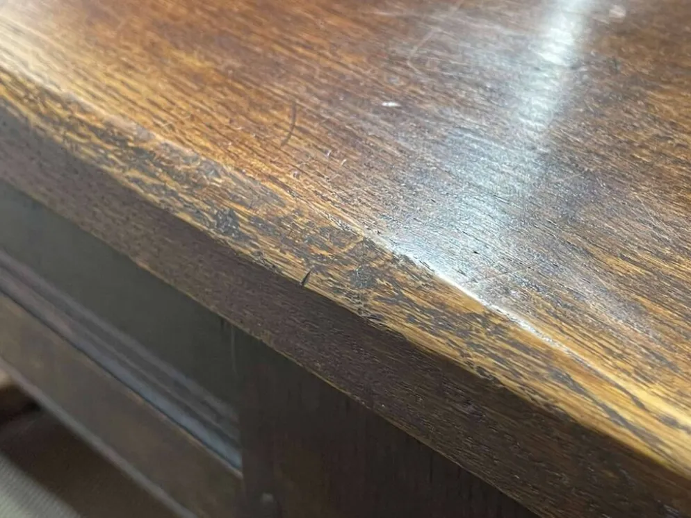 Table monastère anglaise avec allonges fin 19ème en orme et chêne
