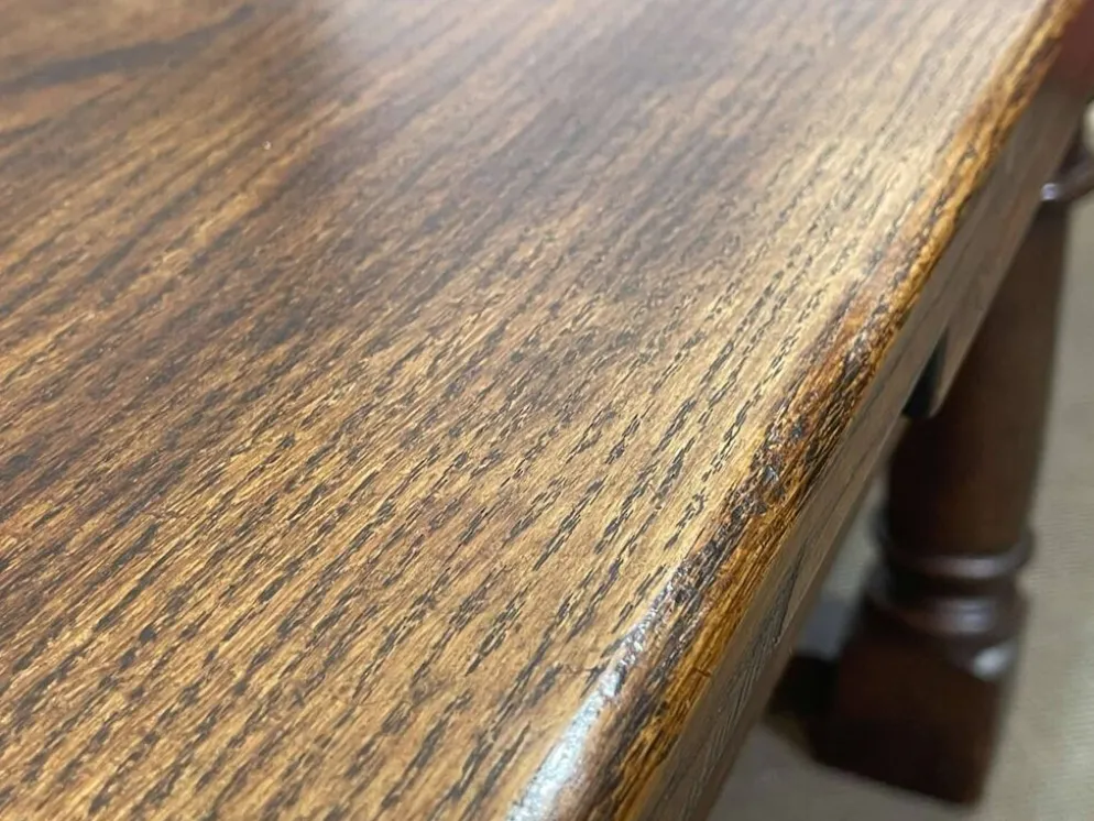 Table monastère anglaise avec allonges fin 19ème en orme et chêne