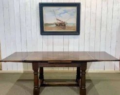 Table monastère anglaise avec allonges fin 19ème en orme et chêne