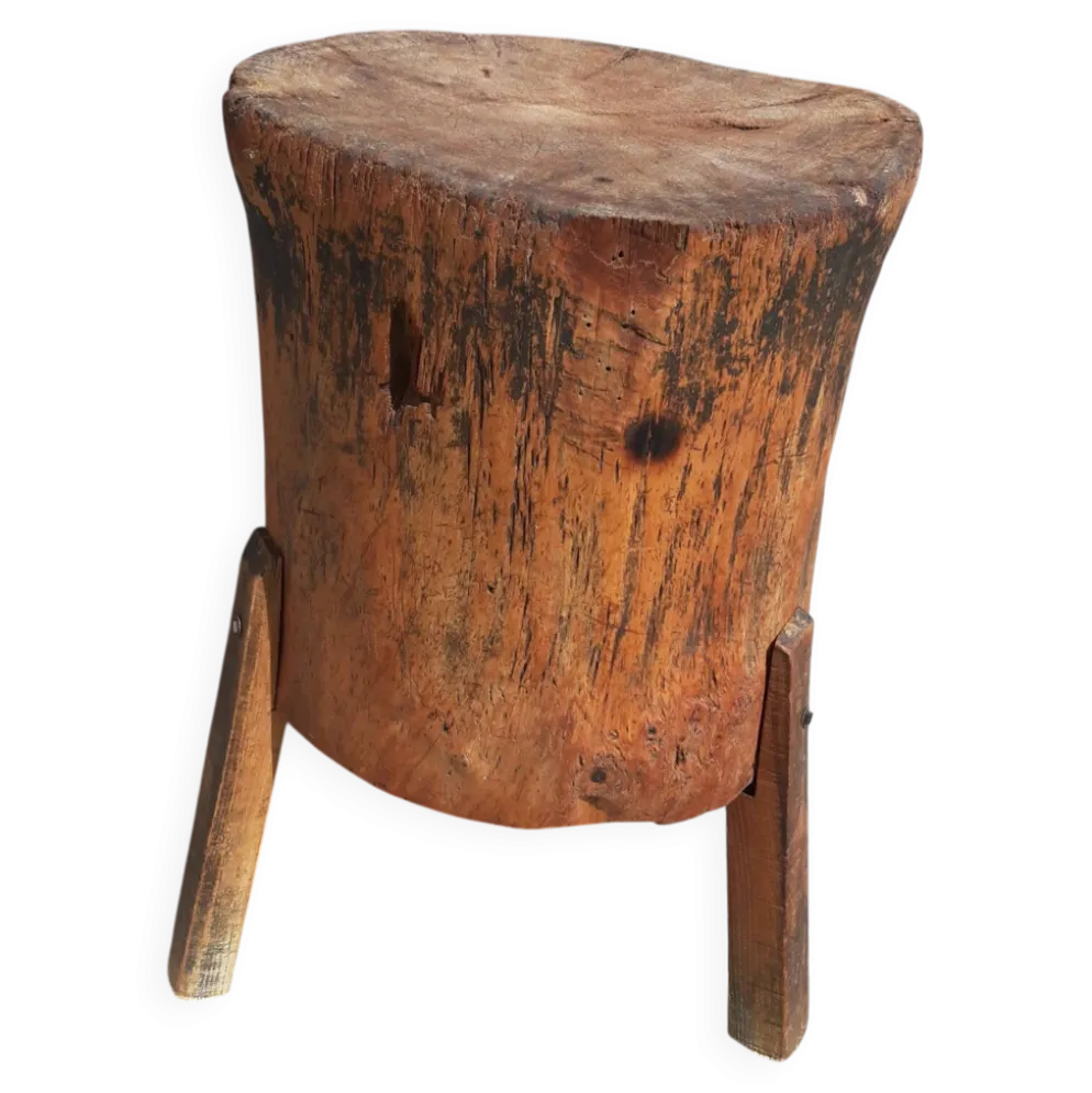 Table ou billot de boucher ancien tripode.