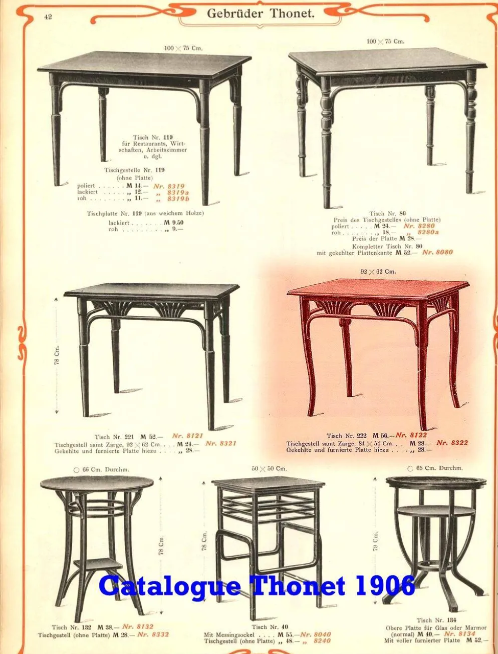 Table ou bureau Thonet N°8122, vers 1910, plateau chêne.