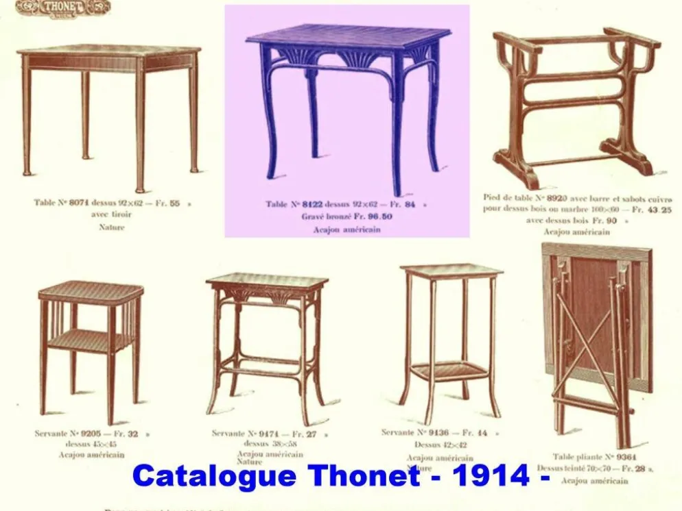 Table ou bureau Thonet N°8122, vers 1910, plateau chêne.