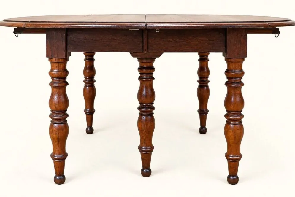 Table ovale extensible Louis-Philippe chêne massif XIXe siècle