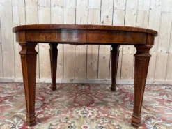 Table ovale extensible Style Louis XVI – Marqueterie de Noyer et Ronce