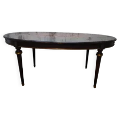 Table oval style Louis XVI avec rallonges demi-lunes