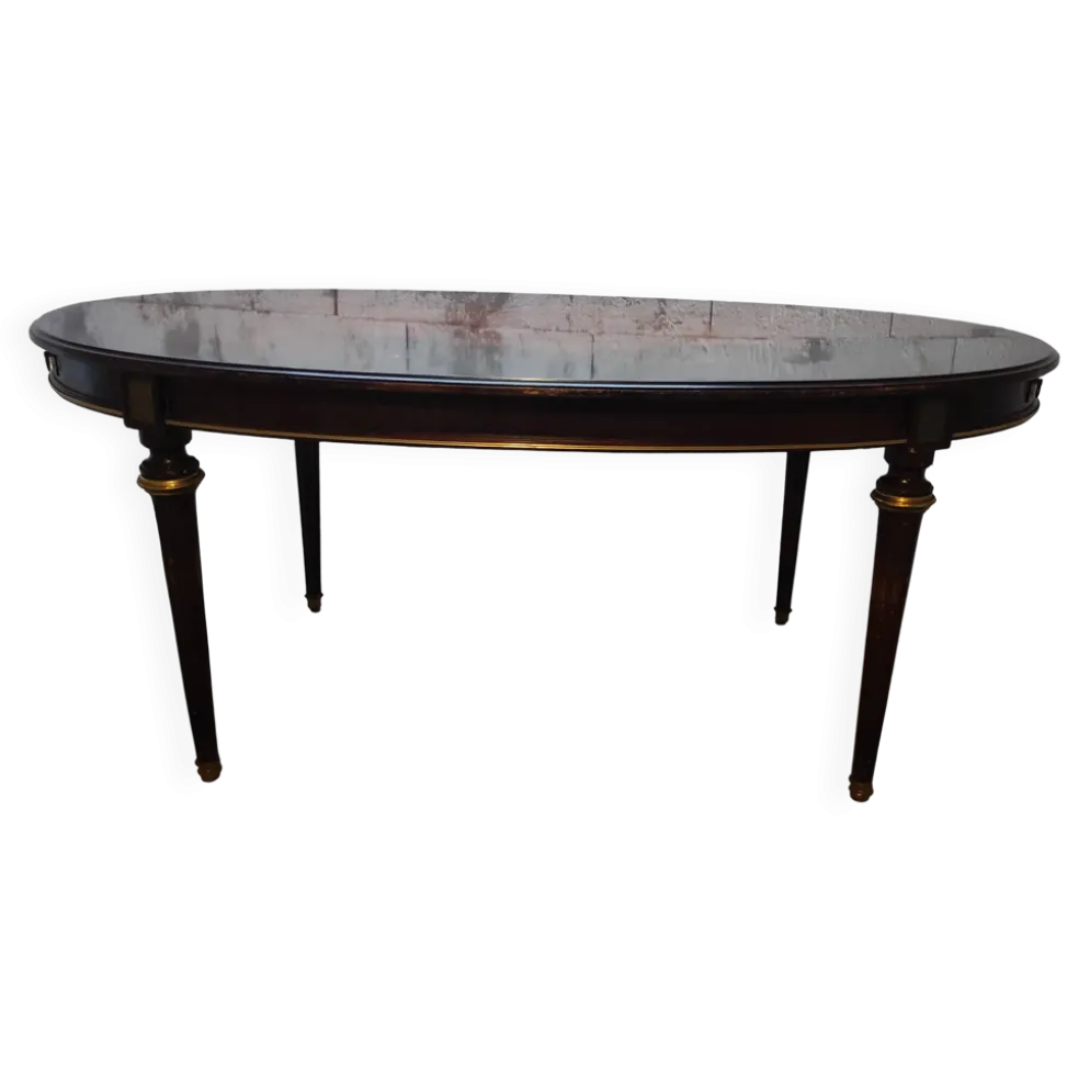 Table oval style Louis XVI avec rallonges demi-lunes