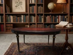 Table oval style Louis XVI avec rallonges demi-lunes