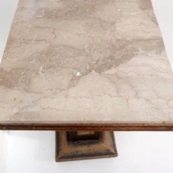 Table piédestal en bois et marbre