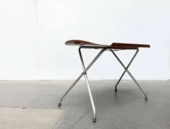 Table plateau pliant en teck alminette norvégienne du milieu du siècle de f.m. Produkt, Frederiksberg Metalvarefabrik, années 1960
