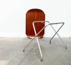 Table plateau pliant en teck alminette norvégienne du milieu du siècle de f.m. Produkt, Frederiksberg Metalvarefabrik, années 1960