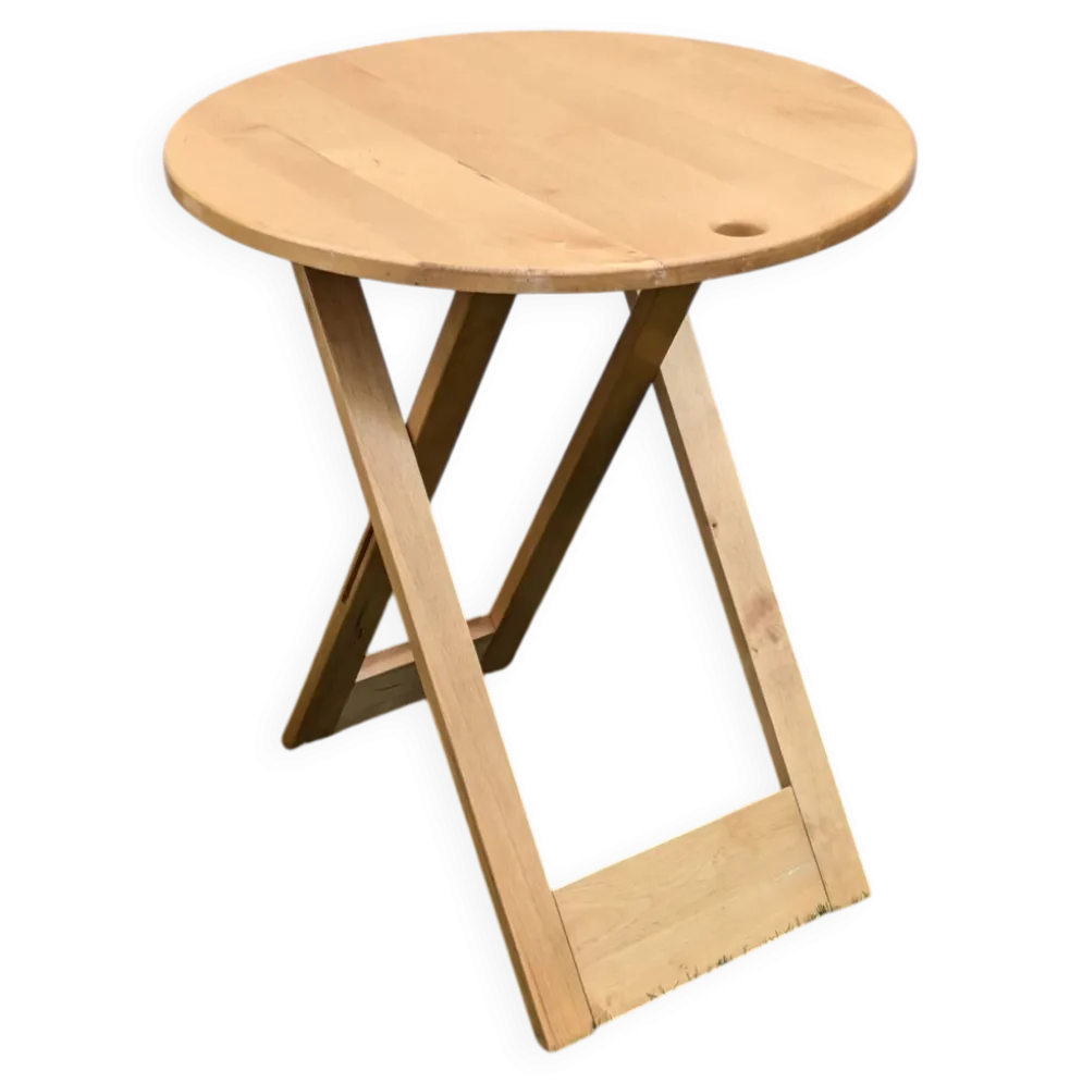 Table pliante design “Suzy” Adrian Reed bois blond vintage 80