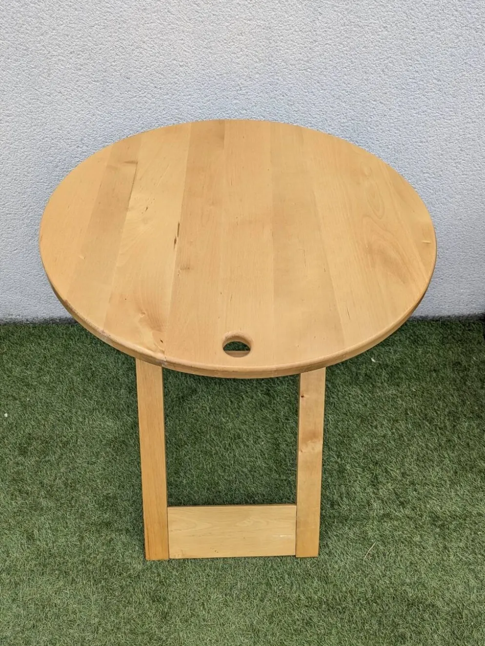 Table pliante design “Suzy” Adrian Reed bois blond vintage 80
