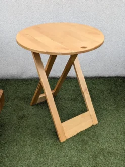 Table pliante design “Suzy” Adrian Reed bois blond vintage 80